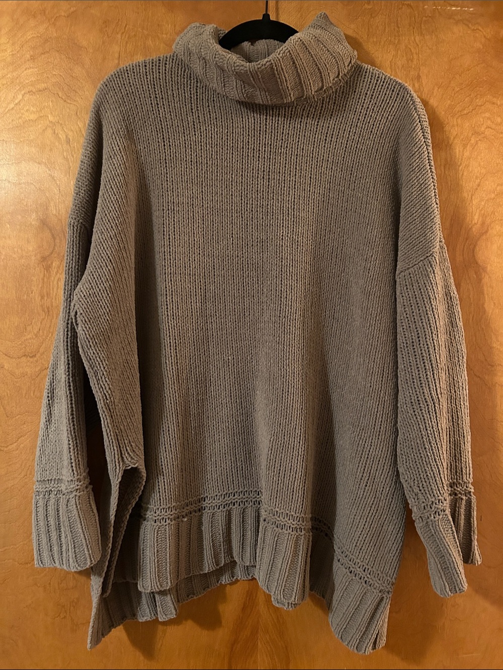 aerie Oversized Turtleneck Sweater in Large, Taupe